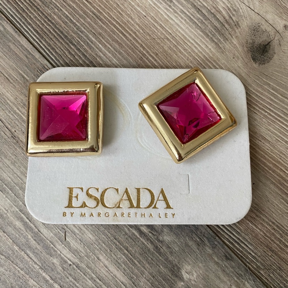 ESCADA Vintage Pink & Gold Clip-on Earrings